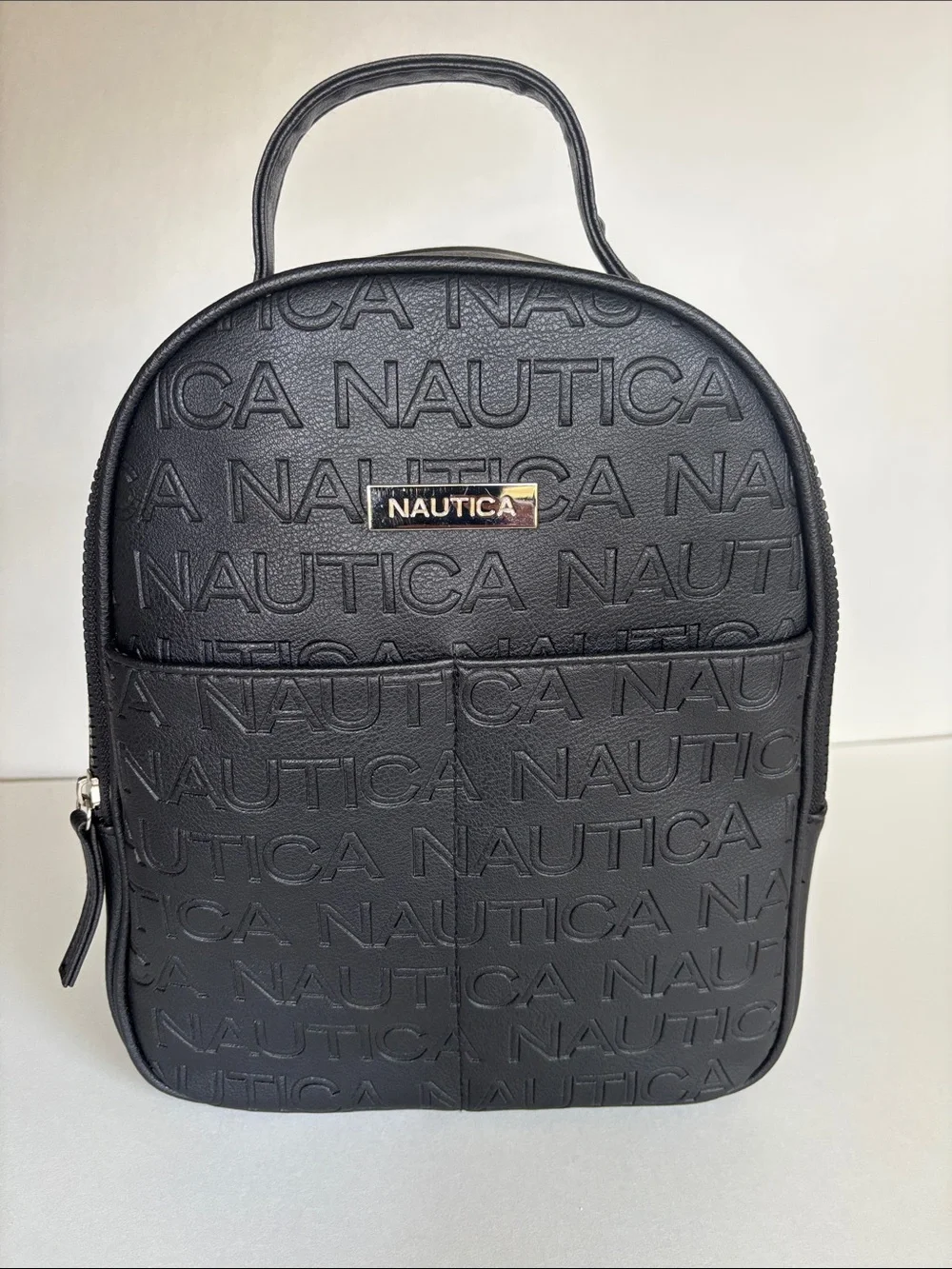 Nautica Black Embossed Logo Mini Backpack